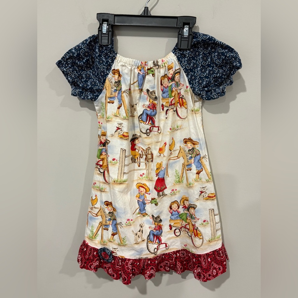 Vintage Farm Handmade Toddler Girl Dress Western